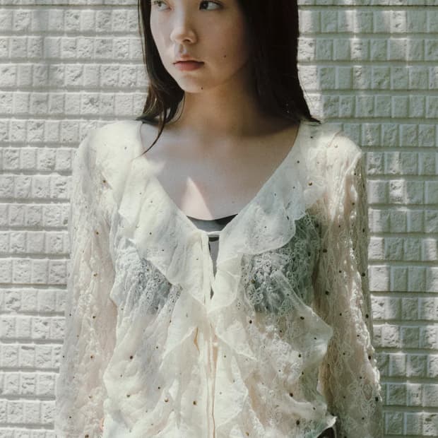 자라 스터드 레이스 탑 블라우스 가디건 S