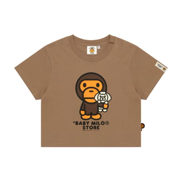(오더) 베이프 베이비 마일로 26FW 푸들 크롭 티셔츠 브라운