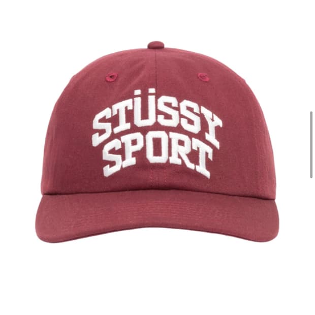 스투시 미드 뎁스 스포츠 스냅백 마룬