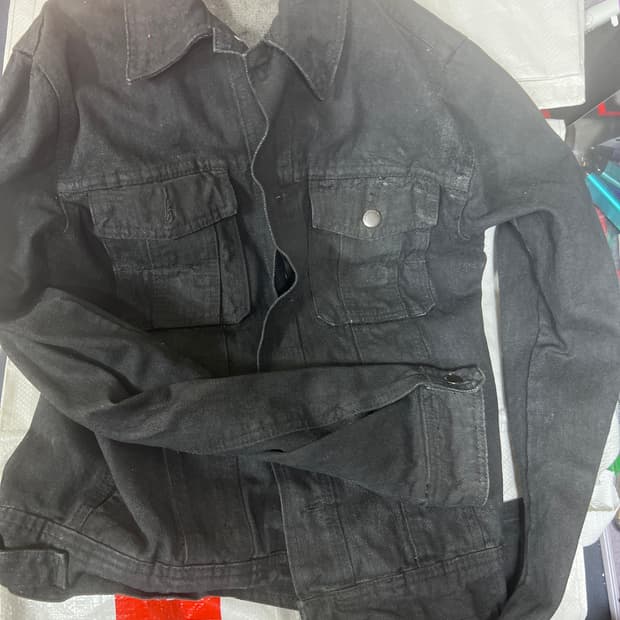 생로랑 블랙데님 왁싱 자켓