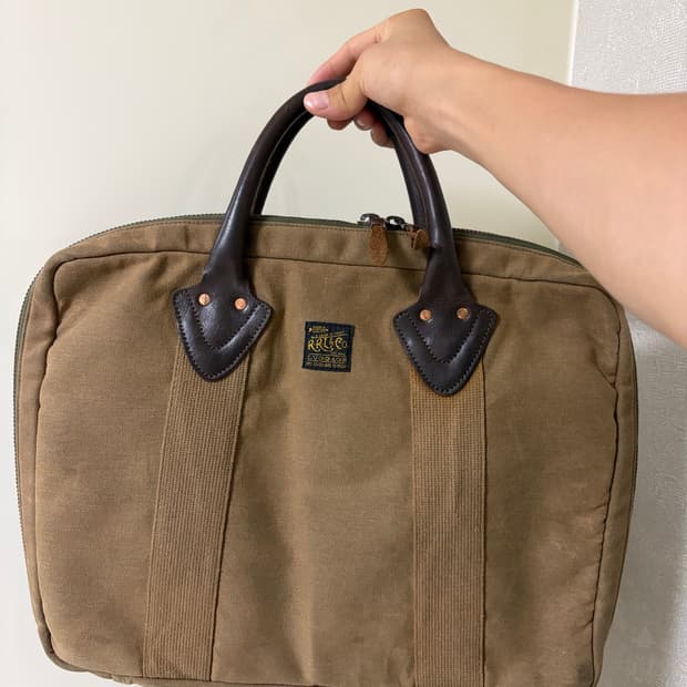 RRL 더블알엘 캔버스 레더트림 브리프케이스