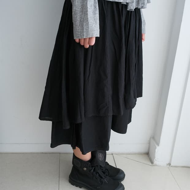 Skirt layered pants