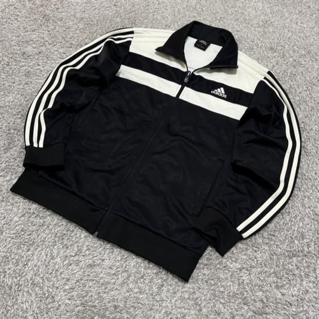 아디다스 블랙 검흰 트랙탑 져지집업 90~95
