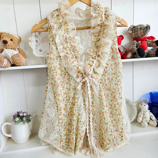 (axes femme) 플라워 레이스 레이어드 베스트