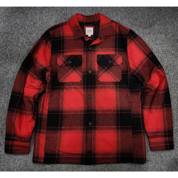 GAP 갭 누빔 플란넬 체크 셔츠 자켓  M
