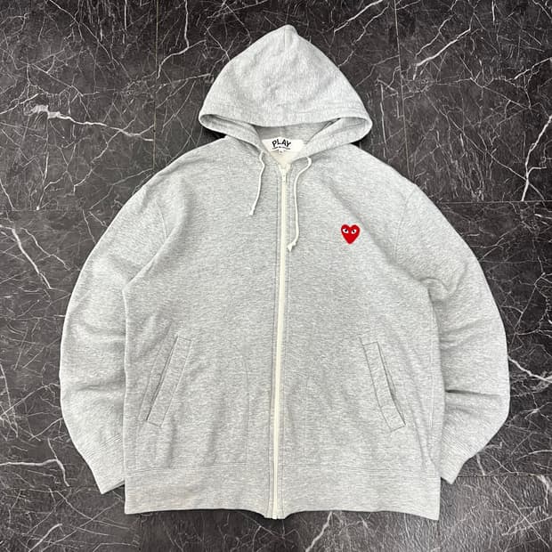 꼼데가르송 레드와펜 후드집업 그레이