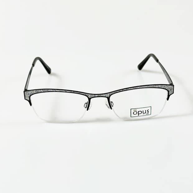 OPUS 글리터 스퀘어 반무테 빈티지 안경