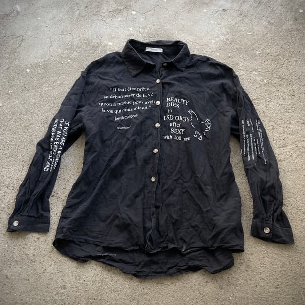 (overtone)lettering linen shirts
