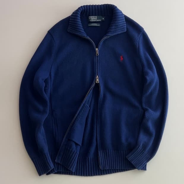 폴로 랄프로렌 블루 투웨이 니트 집업 M