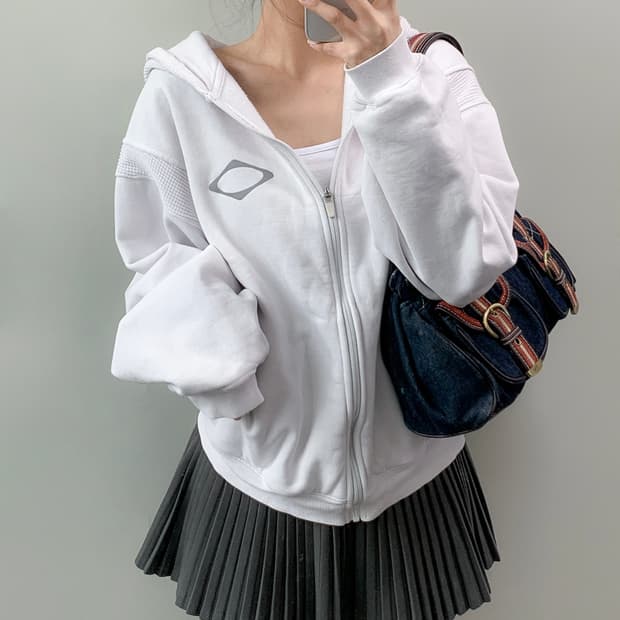 미스치프 패너블 와플 후드집업