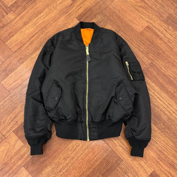 L 알파인더스트리 블랙 MA-1 레귤러핏 항공점퍼 자켓 
