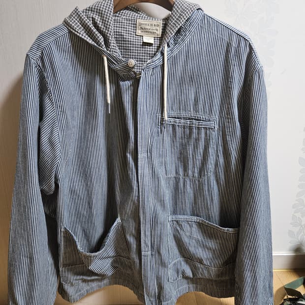 더블알엘 인디고 스트라이프 트윌 후드 자켓 네이비 멀티 xl