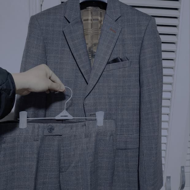 95 바쏘옴므 슬림핏 클래식 체크 정장 수트 세트