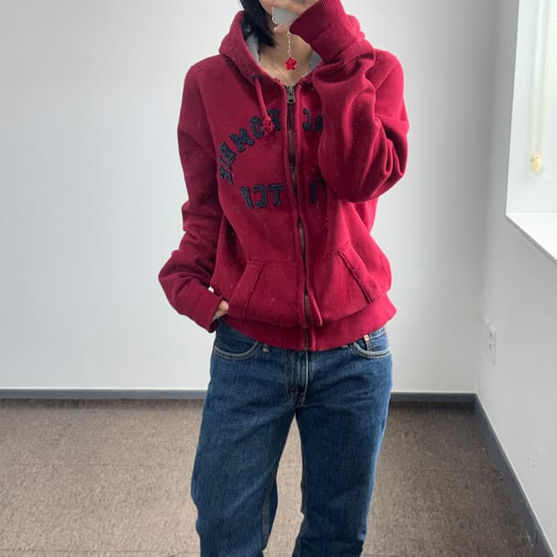 Abercrombie 아베크롬비 스펠아웃 레드 후드집업