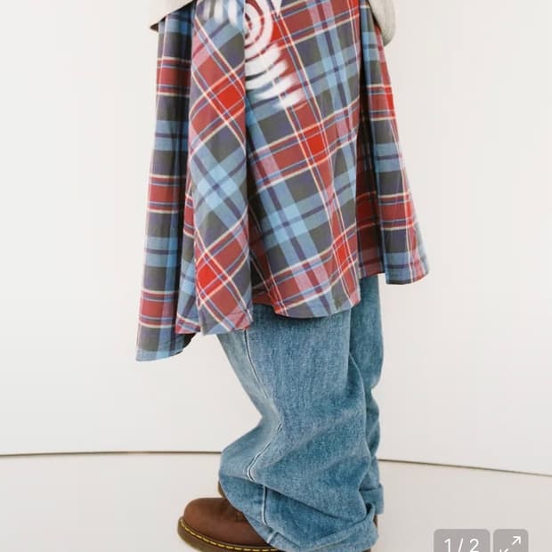 구매원해요)웹하우스 체크 트위스터 스타 스커트 - 블루/레드 구합니다