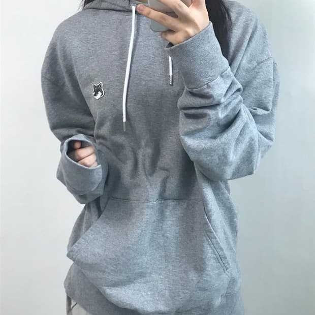 MaisonKitsune 메종키츠네 그레이 폭스패치 후드티