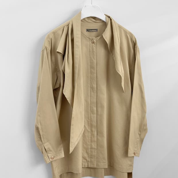 80s 이세이 미야케 드레이프 스카프 셔츠