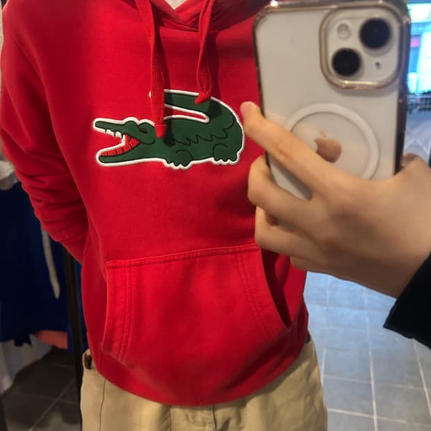 라코스테 레드 후드티 s-m