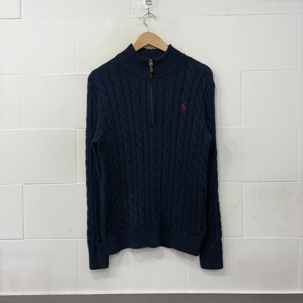 폴로랄프로렌 반집업 꽈배기니트