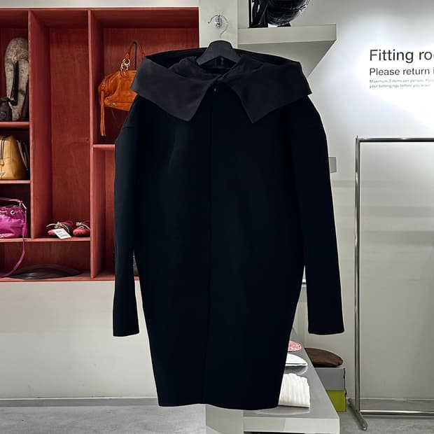 릭 오웬스 블랙 13fw 실크 울 코트