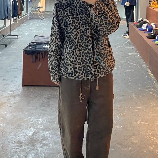 빈티지 레오파드 퍼 후드 자켓 H1196