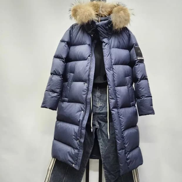 밀레 구스롱패딩 너구리후드퍼