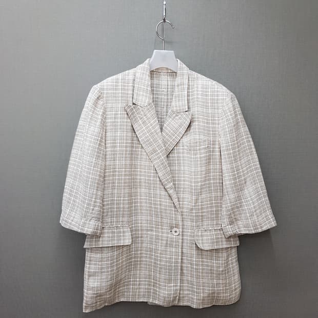 한섬 시스템 2022 마100 체크 하프슬리브 자켓 S사이즈