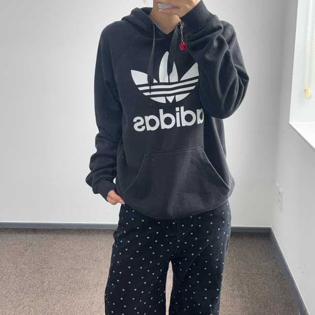 Adidas 아디다스 빅 파이어 로고 블랙 후드티