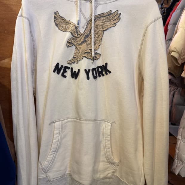 아메리칸이글 자수로고 베이지 후드티