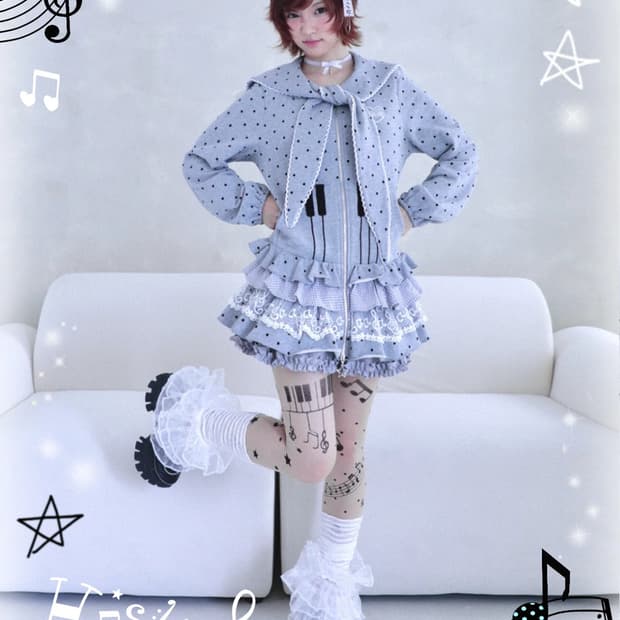 Piano Buttons Polka Dots Dress