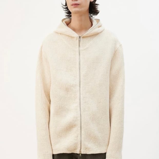 아워레가시 와플 니트 후드 집업