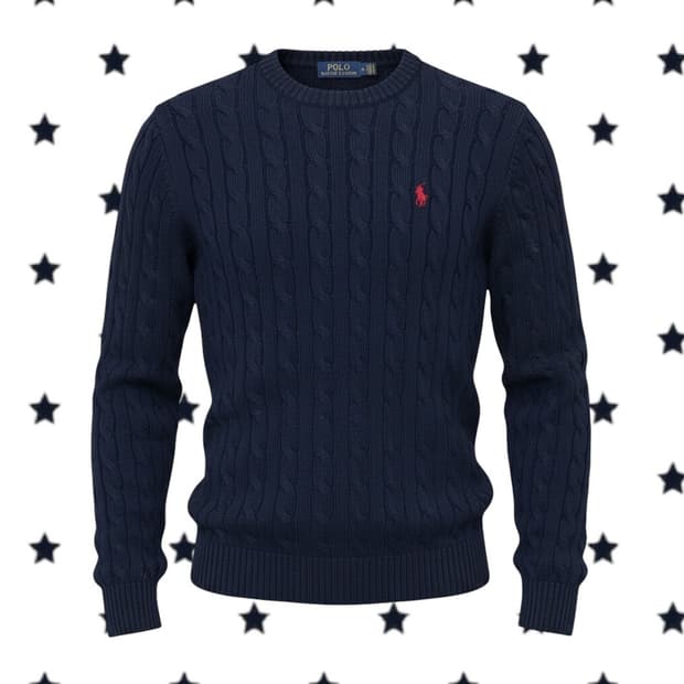 여성 신형 폴로 랄프로렌 네이비 꽈배기 면니트