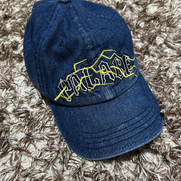 Palace 팔라스 해쉬 데님 6패널 볼캡 모자 (Washed Denim