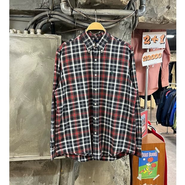 폴로 랄프로렌 체크 셔츠 블랙 L #csz3252