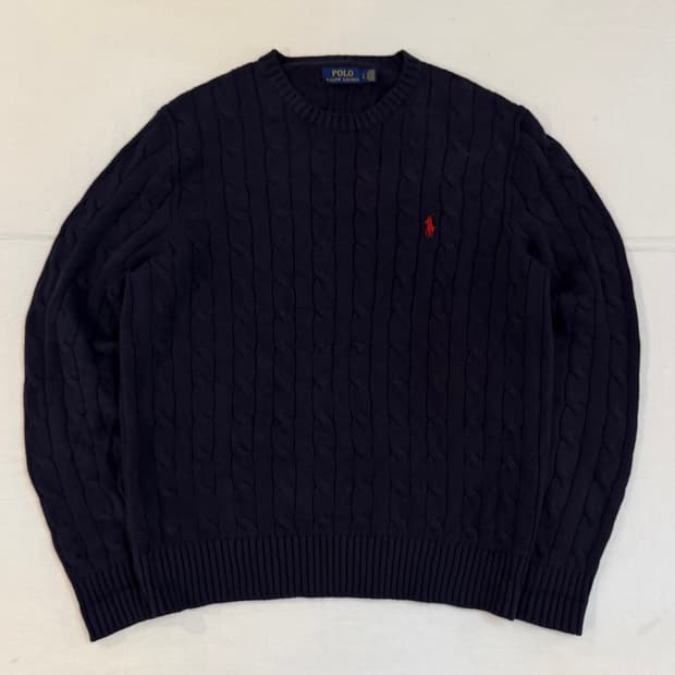 폴로 랄프로렌 꽈배기 케이블 니트 네이비