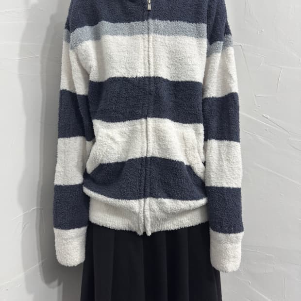 Gelato pique homme stripe fur hood zipup