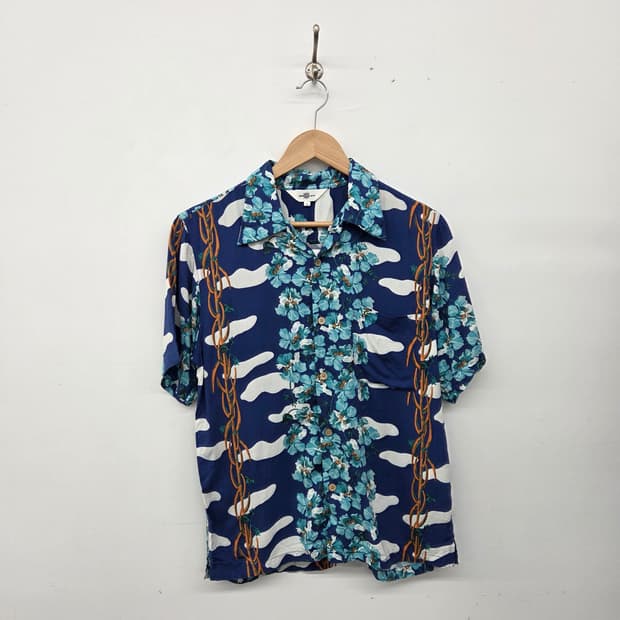 파나마보이 플라워 패턴 반팔 하와이안 셔츠 남m