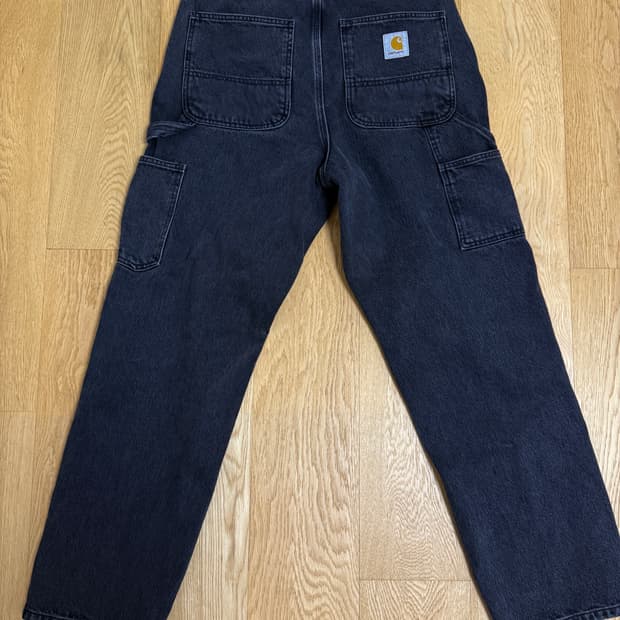 칼하트 wip 스미스 데님 싱글니 팬츠 블랙 스톤워시드 32사이즈