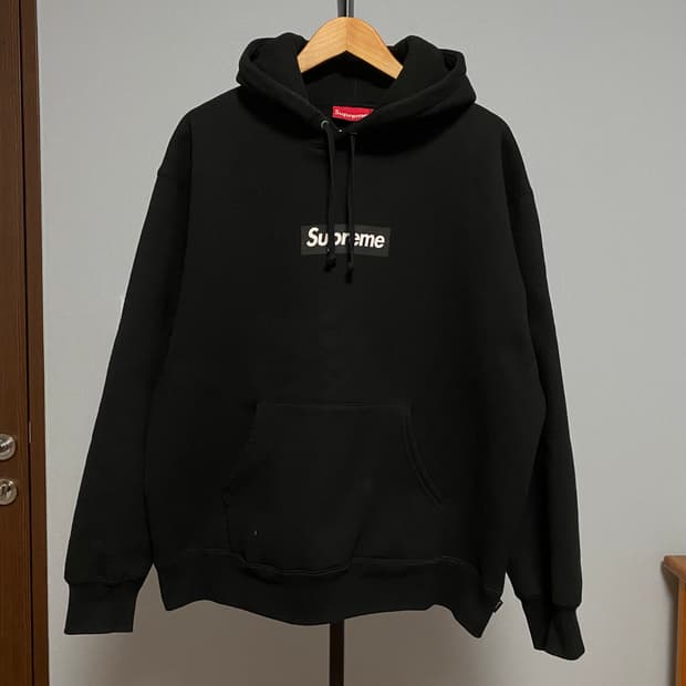 [L] 23FW 슈프림 서울 박스로고 후드 스웨트셔츠 블랙