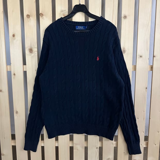(L) 폴로 랄프로렌 네이비 케이블 니트 스웨터