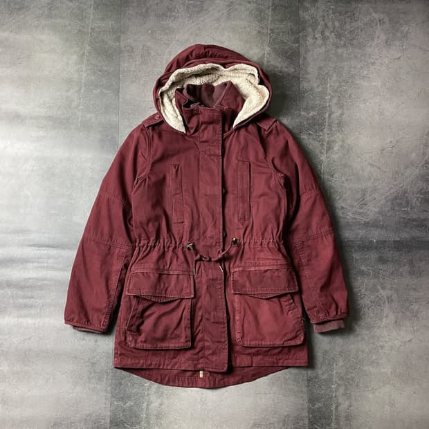 GARAGE 빈티지 와인 퀄팅안감 후드파카 A00336