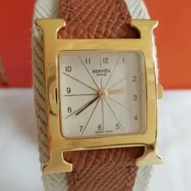 에르메스 H아워 1.201 금장 여성용 쿼츠 PM 스몰 사이즈