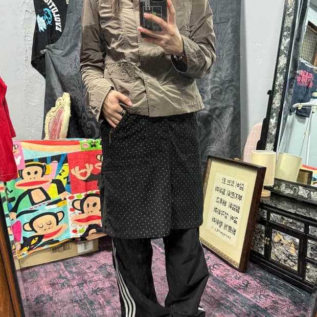 도트 블랙 레이어드 스커트