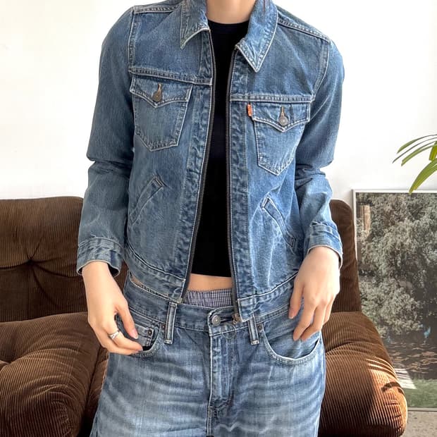 리바이스 오렌지탭 집업 트러커 데님자켓