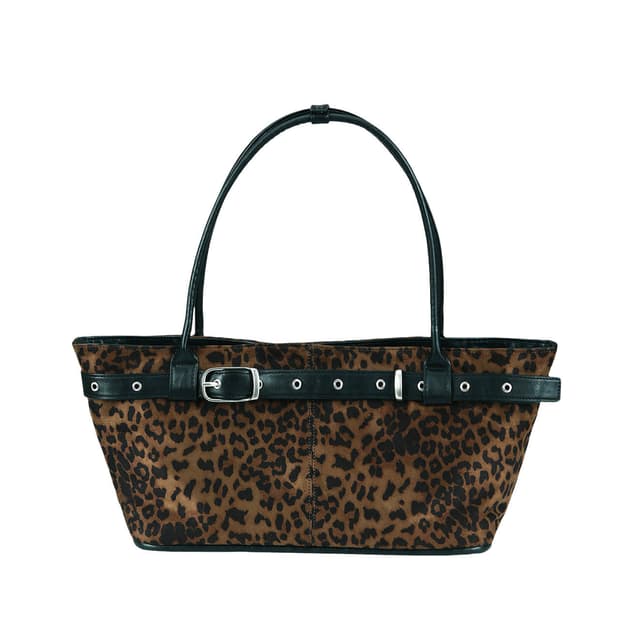여밈 벨티드 보트 백 (레오파드)