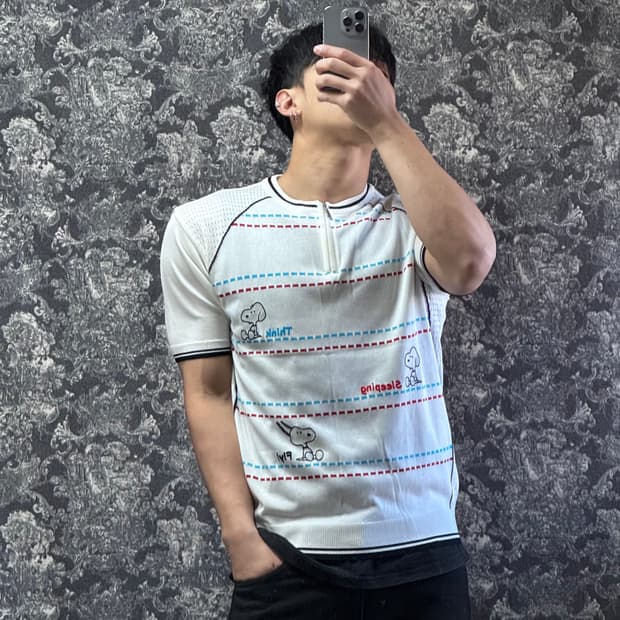 favision uomo 스누피 니트 반집업 반팔