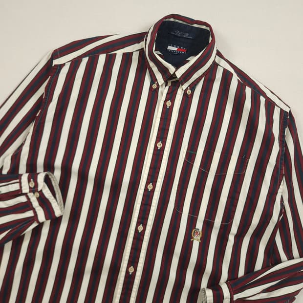 XL(105) 타미 힐피거 스트라이프 월계관 셔츠