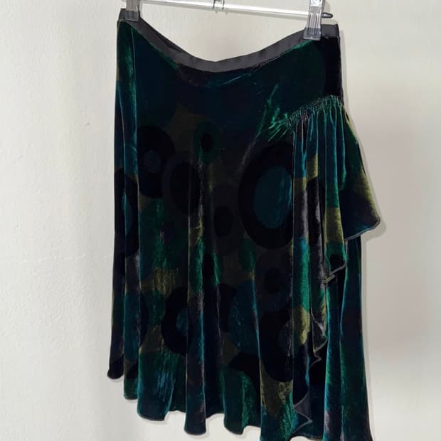 빈티지 벨벳 미디 스커트