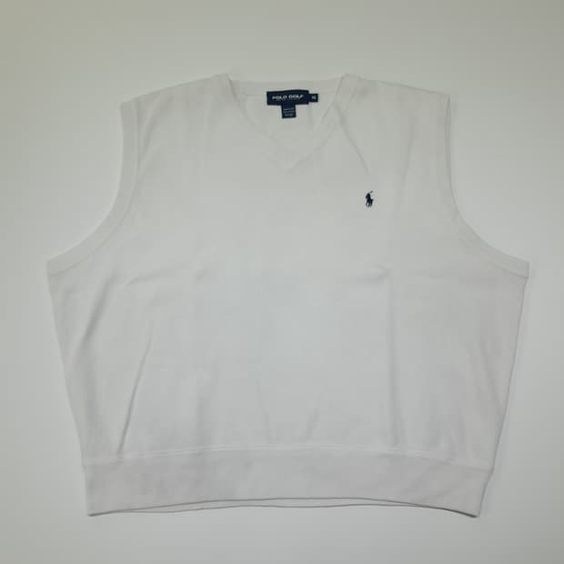 CL058 XL 폴로 골프 90s USA  퓨어 화이트 코튼 시그니처 