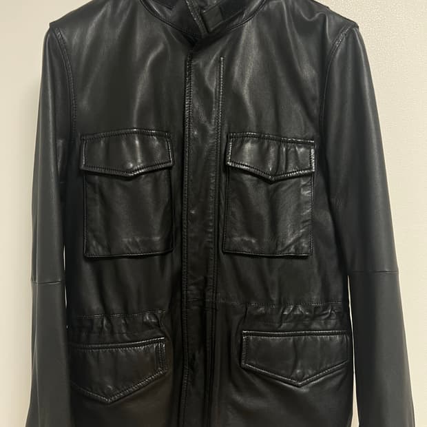 Aspesi 남성 가죽 사파리 자켓 블랙 M